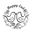 Stempel / Stamp: Holz / Wood Holzstempel, Text, "Happy End!"