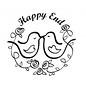 Stempel / Stamp: Holz / Wood Holzstempel, Text, "Happy End!"