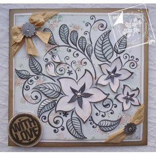 Transparent stamps, flowers and leaves