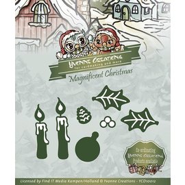 Yvonne Creations Stampaggio e goffratura stencil, Yvonne Creations, magnifico Natale, candele Set