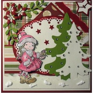 Nellie Snellen Ponsen en embossing sjabloon Nellie`s Multi frame, de kerstboom