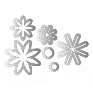 Sizzix Stanz- und Prägeschablone, Sizzix Stanzer Framelits mit Stempel Set Blumen Sterne 17tlg Set