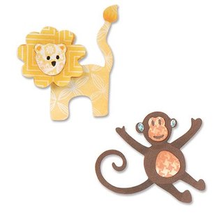 Sizzix Stamping and embossing stencil, ThinLits, lion and monkey