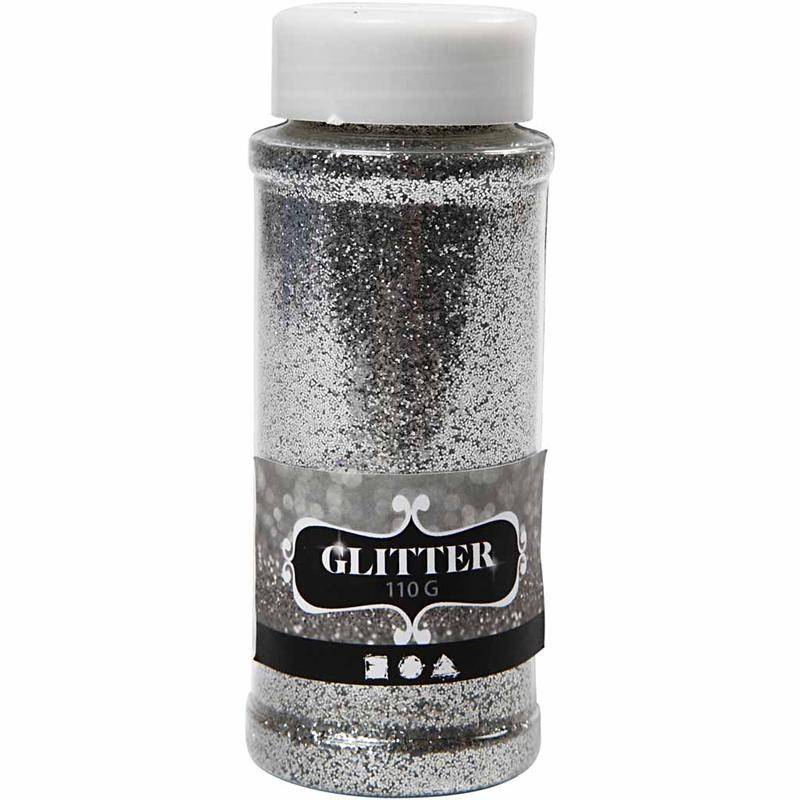 large glitter straw box of 110gr, silver - Hobby-Crafts24.eu