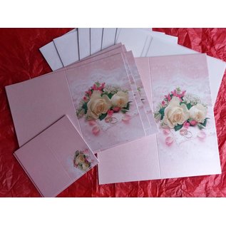 BASTELSETS / CRAFT KITS Elegante juego de tarjetas para ocasiones festivas, anillos de boda con rosas blancas - ¡ÚLTIMO JUEGO!