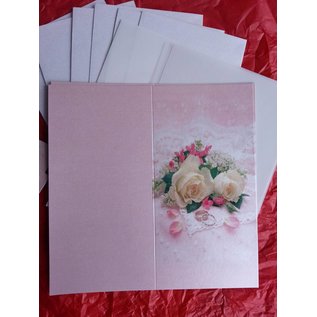 BASTELSETS / CRAFT KITS Elegante juego de tarjetas para ocasiones festivas, anillos de boda con rosas blancas - ¡ÚLTIMO JUEGO!