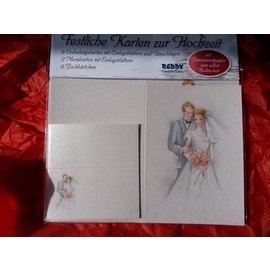 BASTELSETS / CRAFT KITS Elegante conjunto de tarjetas, recién casados: ¡para 6 tarjetas de invitación, 2 tarjetas de menú y 6 tarjetas de lugar! Último set!