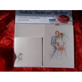 BASTELSETS / CRAFT KITS Elegante conjunto de tarjetas, recién casados: ¡para 6 tarjetas de invitación, 2 tarjetas de menú y 6 tarjetas de lugar! Último set!