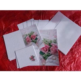 BASTELSETS / CRAFT KITS Carte élégante pour les fêtes, alliances avec roses roses - LAST SET!