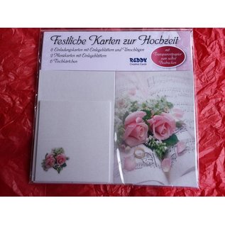 BASTELSETS / CRAFT KITS Edeles Kartenset zu festliche Anlässe, Eheringe mit rosa Rosen - LETZTES SET!