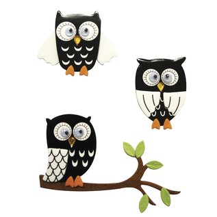 Embellishments / Verzierungen 3D klistremerke: Owl svart, med lim dot, 3 stykker