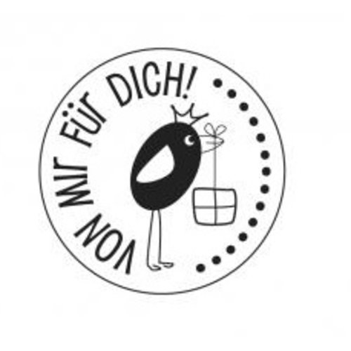 Stempel / Stamp: Holz / Wood holze Mini-Stempel mit deutsche Text "von mir für dich" , 2cm ø Stempel / Stamp: Holz / Wood holze Mini-Stempel mit deutsche Text "von mir für dich" , 2cm ø