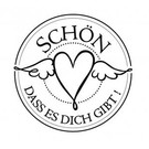 Stempel / Stamp: Holz / Wood holze Mini-Stempel mit deutsche Text "schön dass es dich gibt" , 3cm ø