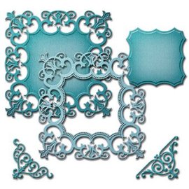 Spellbinders und Rayher Spell nestabilities Etiketter, punsj mal Doily