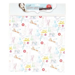 Textil Stoff auf Papier, selbstklebend, Happy Days, 30,5 x 30,5 cm