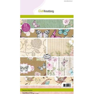 Craftemotions Kraft Papierblock, Botanical Druck, 32 Bogen A5