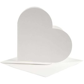 KARTEN und Zubehör / Cards Cartes et enveloppes coeur, format carte 12,5x12,5 cm, rouge ou blanc, 10 cartes par lot