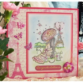 Wild Rose Studio`s Set Stamp configurado paseo parisino, tamaño A7, sellos claros