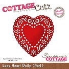 Cottage Cutz Stempelen en embossing stencil, Lacy Doily Hart (4x4), kleedje hart