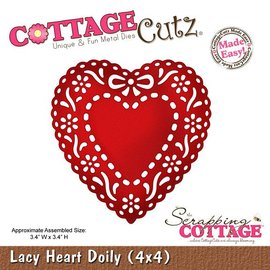 Cottage Cutz Stempelen en embossing stencil, Lacy Doily Hart (4x4), kleedje hart