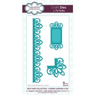 CREATIVE EXPRESSIONS und COUTURE CREATIONS Stamping and embossing stencil, New York Collection, Corner, Bordure and label