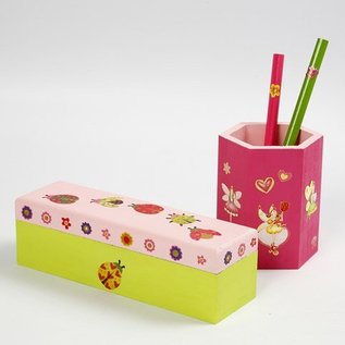 Objekten zum Dekorieren / objects for decorating Bastelset: penhouder voor verf en versieren met glitter stickers