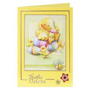 Stanz- und Motivebogen Ostern, Ostereier mit Entchen, Küken und Häschen