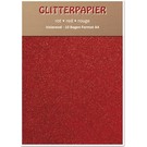 Karten und Scrapbooking Papier, Papier blöcke Glitterpapier irisierend, Format A4, 150 g / qm, rot