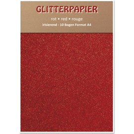 Karten und Scrapbooking Papier, Papier blöcke Glitter iridescent paper, A4, 150 g / sqm, red