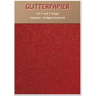 Karten und Scrapbooking Papier, Papier blöcke Papel brillo iridiscente, formato A4, 150 g / m², de color rojo