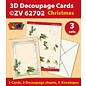 KARTEN und Zubehör / Cards Craft Kit for tre Decoupage Kort + 3 konvolutter