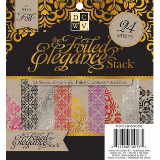 DCWV und Sugar Plum DCWV Designersblock, 24 ark 15,2 x 15,2 cm dekorert med folie.