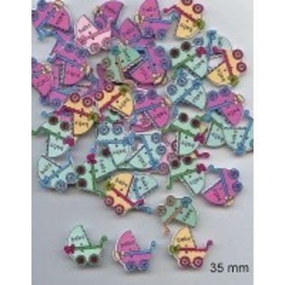 Embellishments / Verzierungen 6 dekorative knapper 33 x 35 mm, Design: Baby