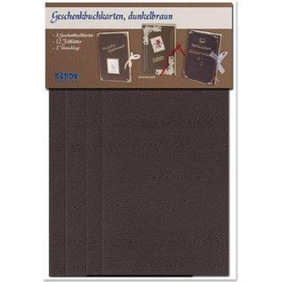 KARTEN und Zubehör / Cards Materialset für 3 Geschenkbuchkarten  mit Auswahl in weiss, hell- oder dunkelbraun!