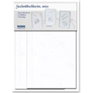 KARTEN und Zubehör / Cards Ensemble de matériel pour 3 cartes de livre-cadeau avec choix en blanc, brun clair ou foncé!