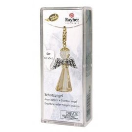 BASTELSETS / CRAFT KITS Card kit Crystal Guardian Angel, 3,2x2 cm, with carabiner, golden shadow