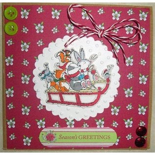 Docrafts / Papermania / Urban Clear stamps, 75 x 75mm, Pippi Wood Christmas - Sledge