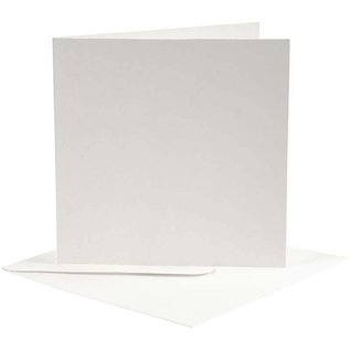 KARTEN und Zubehör / Cards 10 tarjetas y sobres, tamaño tarjeta de 12,5x12,5 cm, de color blanquecino