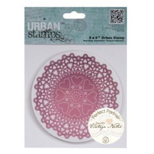 Docrafts / Papermania / Urban Rubber motif stamp, 15x15cm, Vintage Notes, Doily