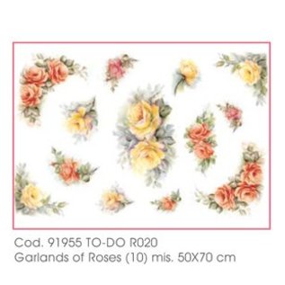 DECOUPAGE AND ACCESSOIRES Mykt papir 50x70cm - Kranser av Roses