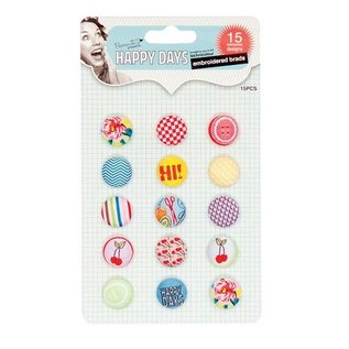 Embellishments / Verzierungen Bestickte Brads, Happy Days