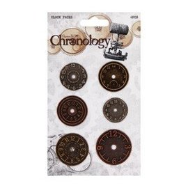 Embellishments / Verzierungen Uhren aus Metall, 6 Stück, Chronology