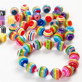 Colorful beads with stripe pattern