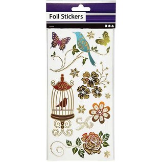 STICKER / AUTOCOLLANT Pretty foil sticker, sheet 10,4x29 cm, sort with gold effect, Spring, 4. Sheet