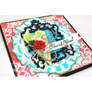 Spellbinders und Rayher Metal template Samantha Walker, cadre et Accents Antique