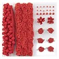 DEKOBAND / RIBBONS / RUBANS ... Poms & Flowers - Embellishment,pom poms & flowers set Red,assorti