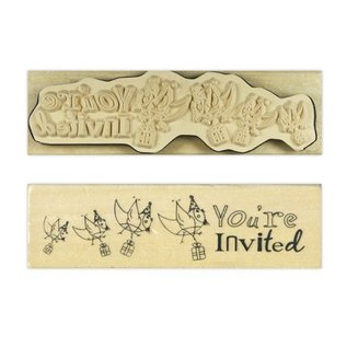 Stempel / Stamp: Holz / Wood "Sei invitato"