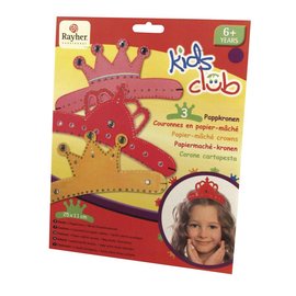 Kinder Bastelsets / Kids Craft Kits Coronas de papel maché, Trio, pequeña princesa