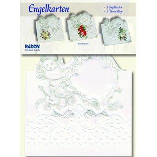 KARTEN und Zubehör / Cards 3 Engelkarten + 3 Umschläge in weiß