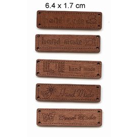 Embellishments / Verzierungen labels met tekst - Handmade -, afmeting 6.4 x 1.7 cm